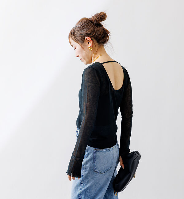 Rouge vif「バックデザインハイゲージシアーニットプルオーバー」|ニット・セーター|