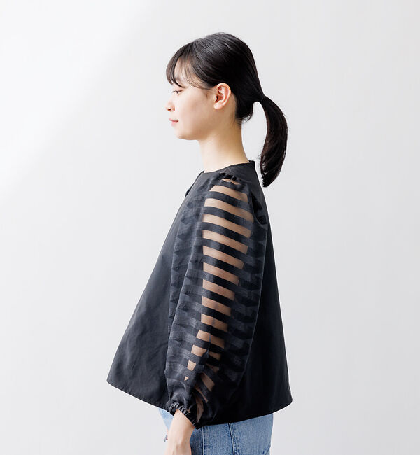 Rouge vif「シアーボーダースリーブブラウス」|シャツ・ブラウス|