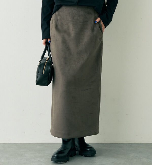 Rouge vif「フェイクスウェードストレッチタイトスカート/ナロースカート」|スカート|モカ