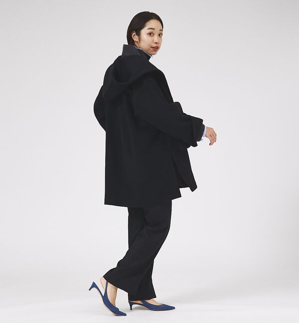 qualite「フーディーコート」|ノーカラーコート|