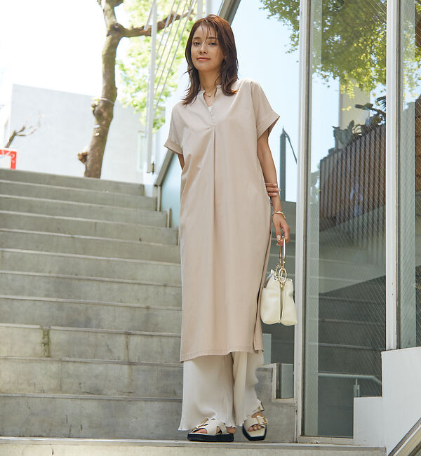 abahouse mavie「【大人のいちまんワンピ】シルケット天竺スキッパーワンピース」|ワンピース|