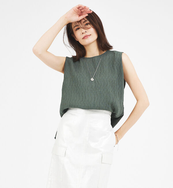 abahouse mavie「【セットアップ対応】楊柳バックジップノースリプルオーバー」|シャツ・ブラウス|