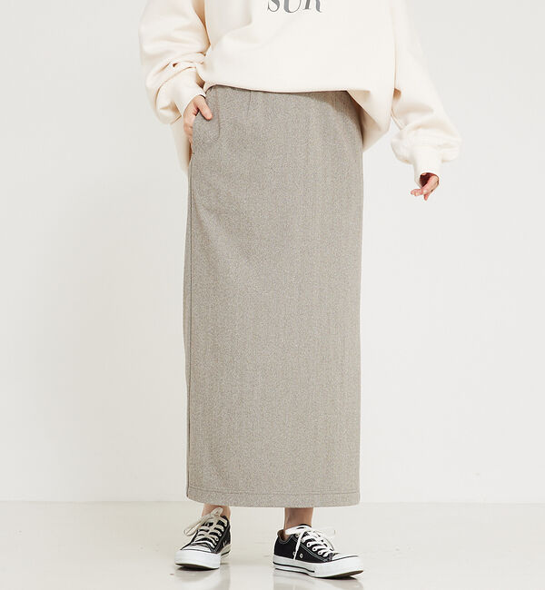 abahouse mavie「【セットアップ対応】ウォームジャージータイトスカート」|スカート|ベージュ