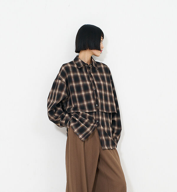 NOMINE「【ユニセックス】ロングヨーク オーバーサイズ チェックシャツ」|シャツ・ブラウス|
