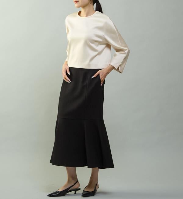 TIARA「クロップドサテンブラウス」|シャツ・ブラウス|