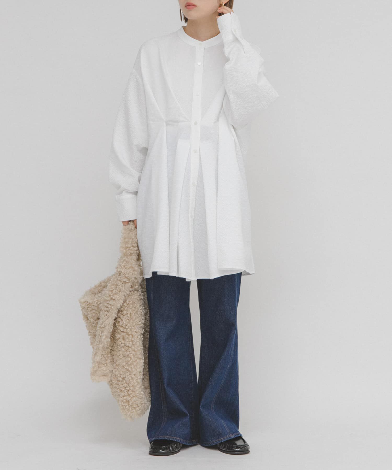  「ウエストタックロングシャツ」|シャツ・ブラウス|