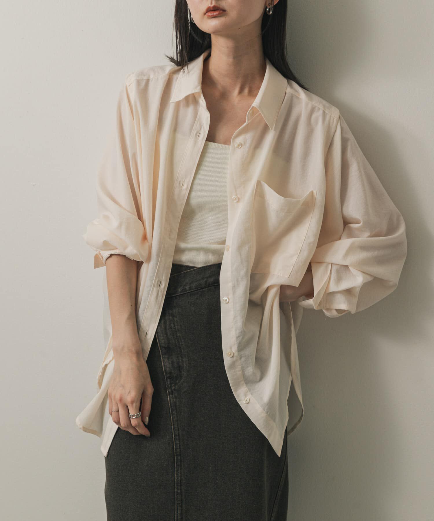 SENSE OF PLACE by URBAN RESEARCH「リネンライクショルダースリットシャツ」|シャツ・ブラウス|オフホワイト