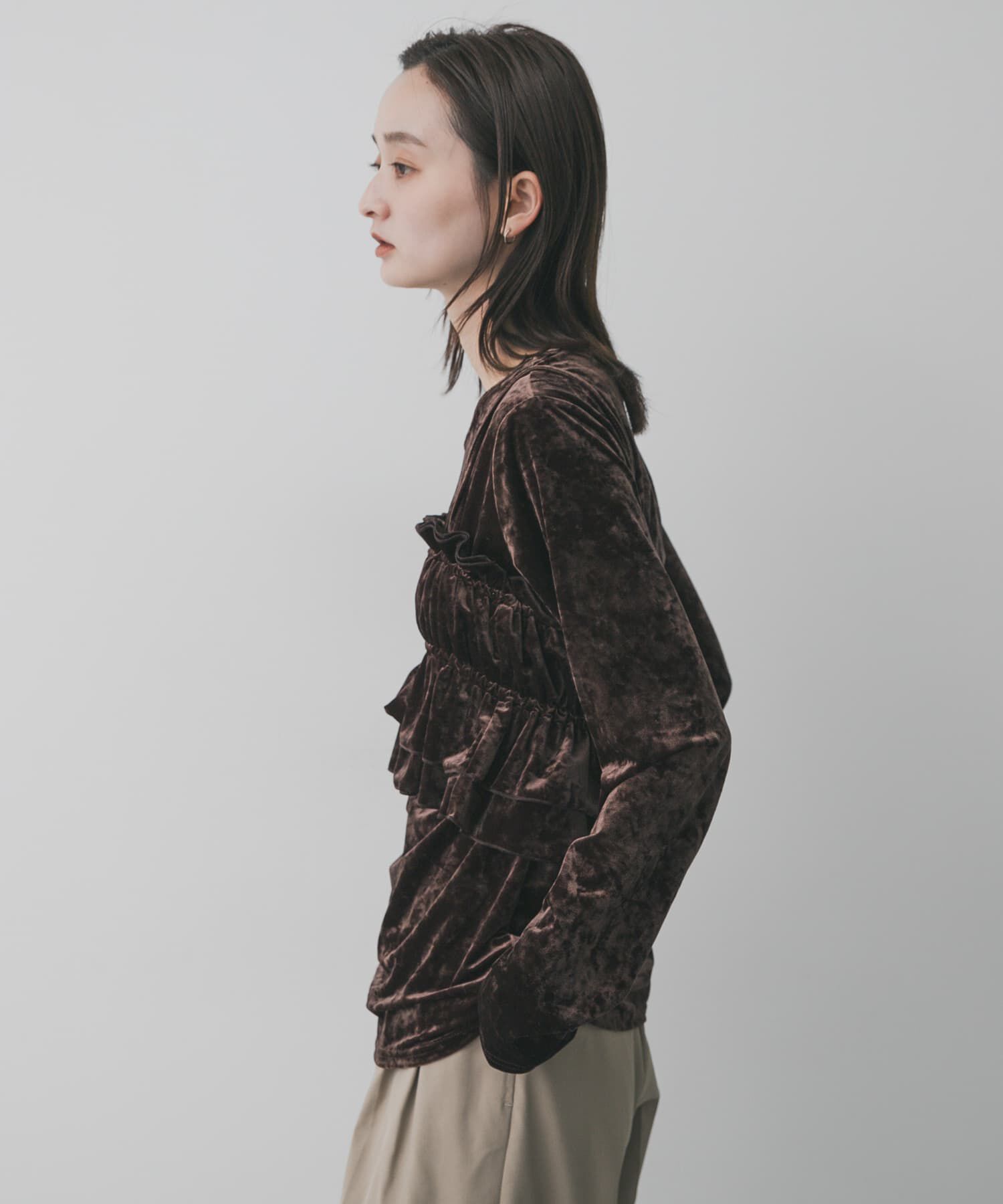SENSE OF PLACE by URBAN RESEARCH「『洗濯可』フリルビスチェセットベロアトップ」|Tシャツ・カットソー|