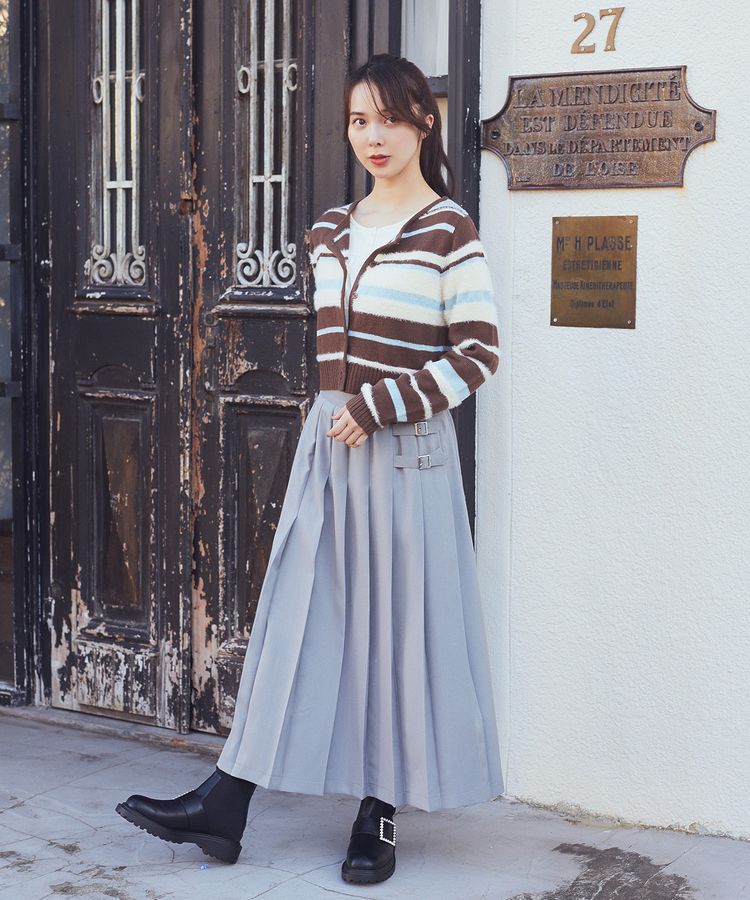 earth music&ecology「マルチボーダーコンパクトカーディガン」|カーディガン|