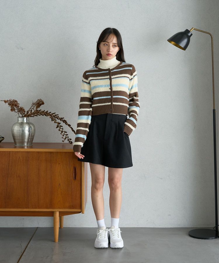 earth music&ecology「マルチボーダーコンパクトカーディガン」|カーディガン|