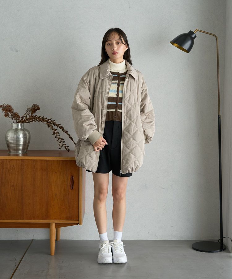 earth music&ecology「マルチボーダーコンパクトカーディガン」|カーディガン|