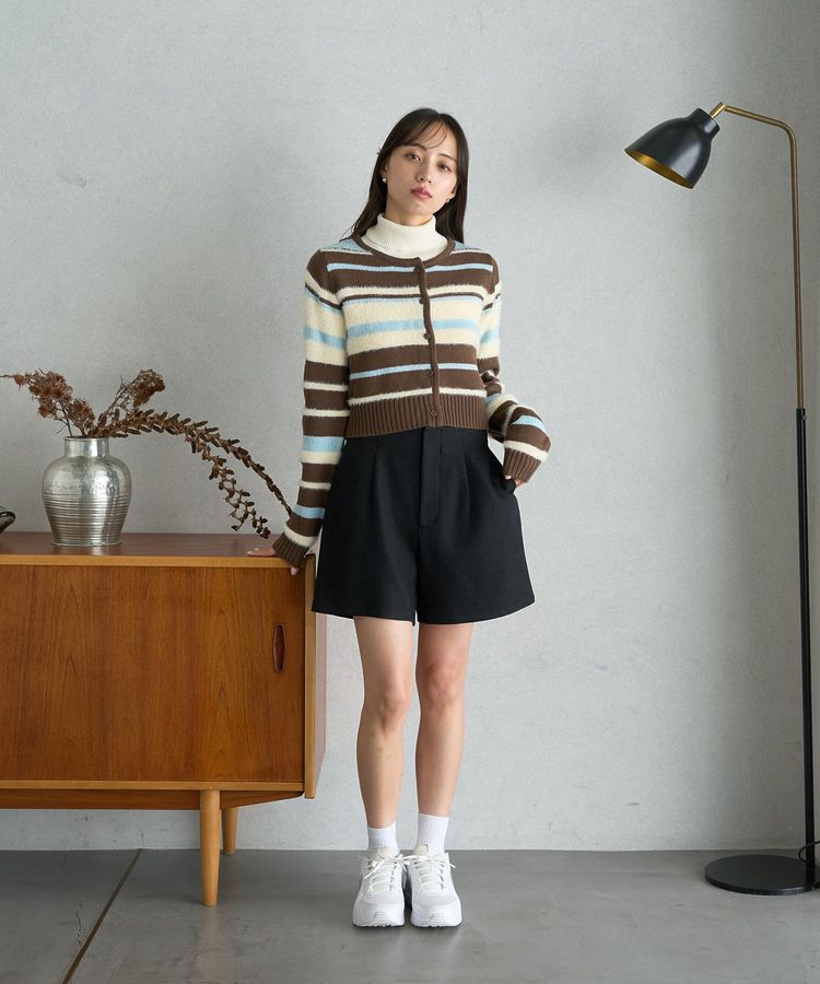 earth music&ecology「マルチボーダーコンパクトカーディガン」|カーディガン|