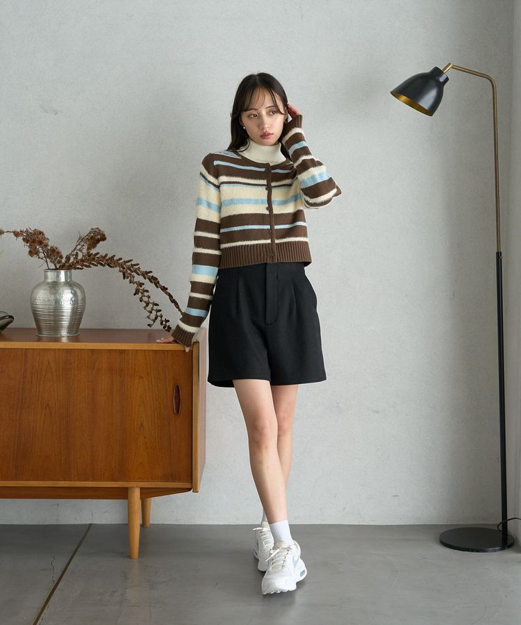 earth music&ecology「マルチボーダーコンパクトカーディガン」|カーディガン|