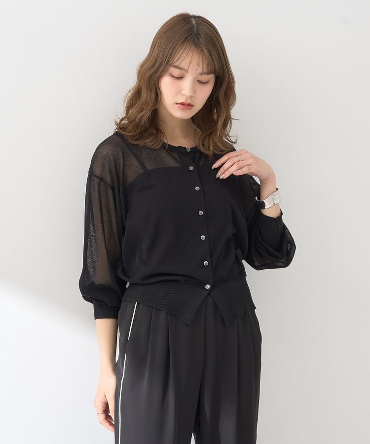 earth music&ecology「接触冷感シアークルーニットカーディガン」|カーディガン|