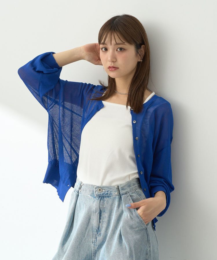 earth music&ecology「接触冷感シアークルーニットカーディガン」|カーディガン|