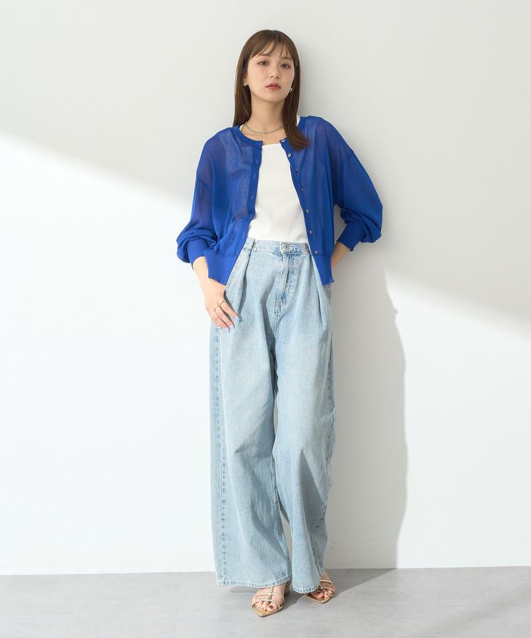 earth music&ecology「接触冷感シアークルーニットカーディガン」|カーディガン|