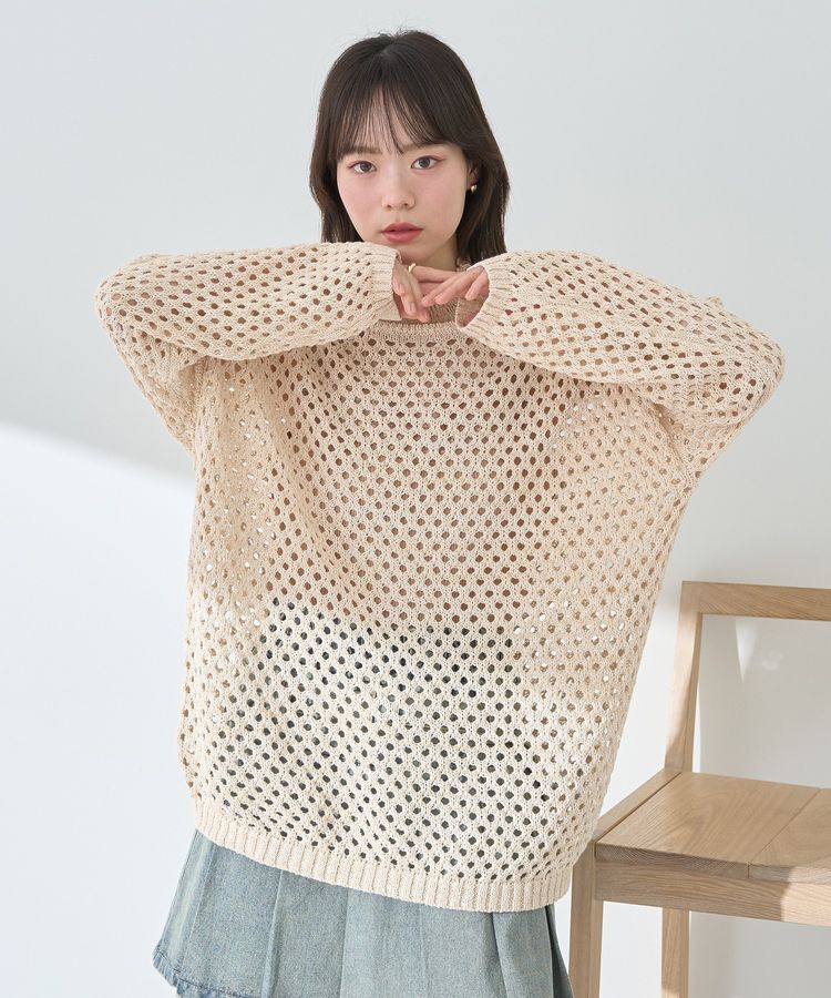 earth music&ecology「カラーメッシュプルオーバー」|チュニック|