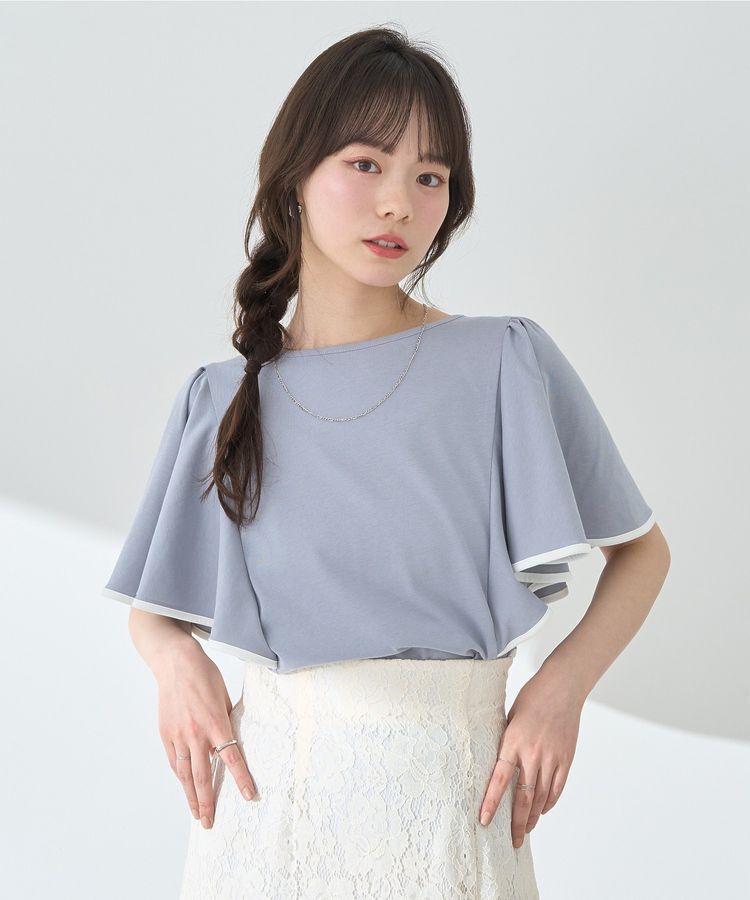 earth music&ecology「パイピングフレアスリーブカットソー」|Tシャツ・カットソー|