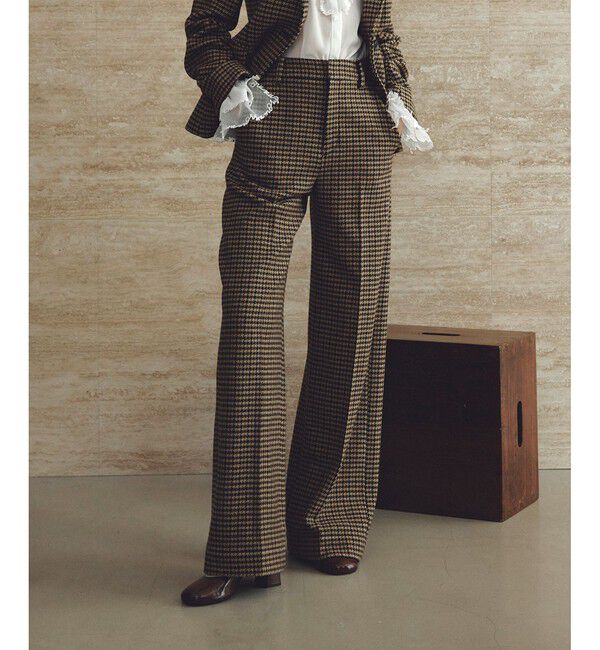 LOULOU WILLOUGHBY「【LOULOU WILLOUGHBY】ガンクラブチェックワイドパンツ」|その他|ブラウン