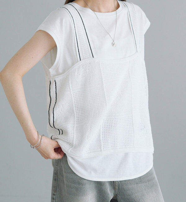  「配色透かし編みビスチェ」|ニット・セーター|