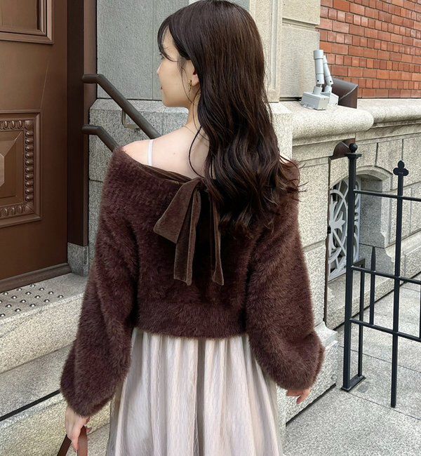  「後ろリボン2wayニットSETワンピ」|ワンピース|