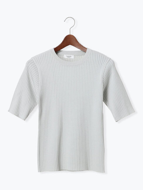 Te chichi TERRASSE「ハーフスリーブクルーネックリブニット」|ニット・セーター|グレー