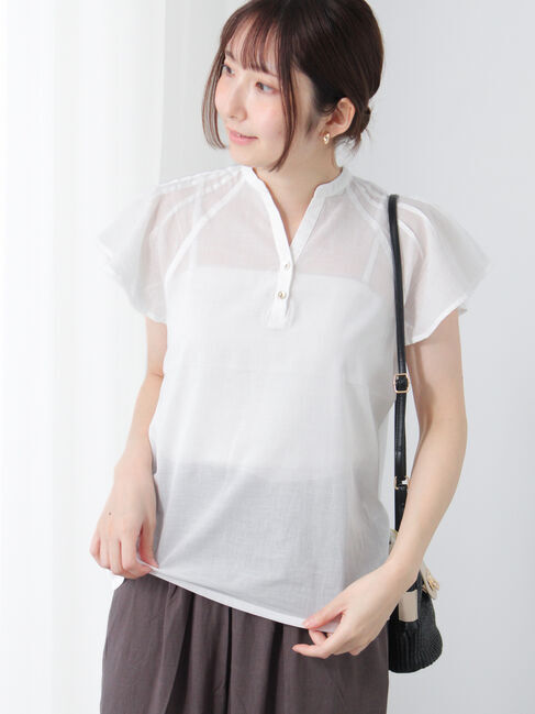 Te chichi TERRASSE「無地/柄アソートバタフライスリーブブラウス」|シャツ・ブラウス|オフホワイト