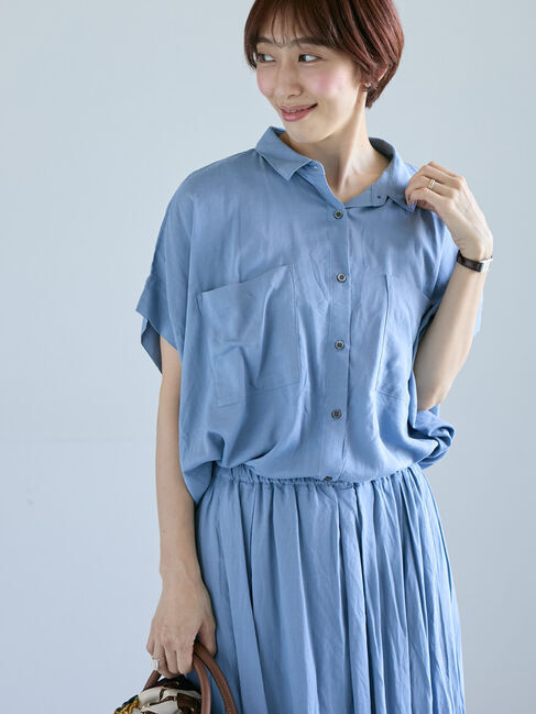 Lugnoncure「レーヨン麻シャツ(セットアップ可)」|シャツ・ブラウス|ブルー