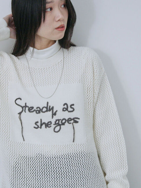 Samansa Mos2 blue「ロゴメッシュニットプルオーバー」|ニット・セーター|