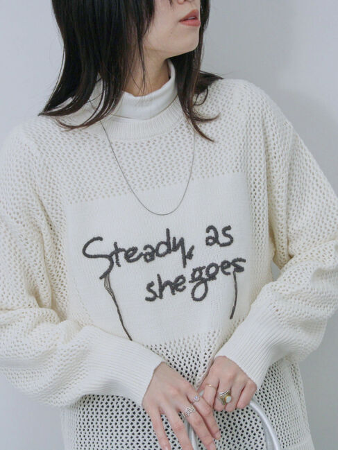 Samansa Mos2 blue「ロゴメッシュニットプルオーバー」|ニット・セーター|