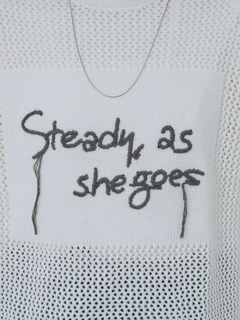 Samansa Mos2 blue「ロゴメッシュニットプルオーバー」|ニット・セーター|