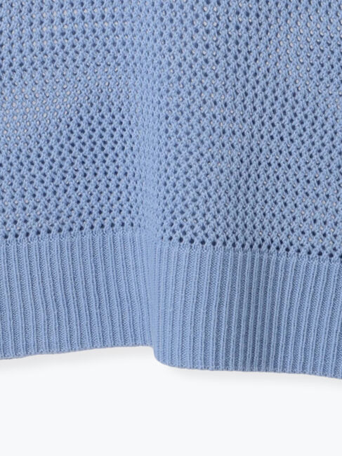 Samansa Mos2 blue「ロゴメッシュニットプルオーバー」|ニット・セーター|