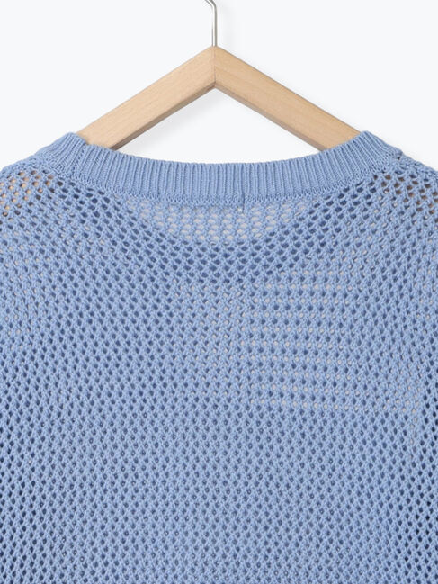 Samansa Mos2 blue「ロゴメッシュニットプルオーバー」|ニット・セーター|