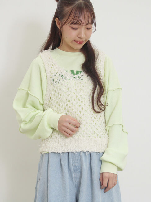 Samansa Mos2「透かし柄ニットビスチェ」|ダウンベスト・ベスト|