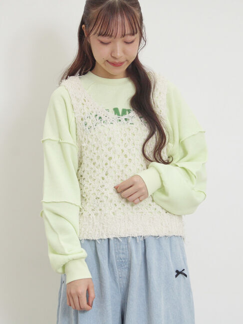 Samansa Mos2「透かし柄ニットビスチェ」|ダウンベスト・ベスト|