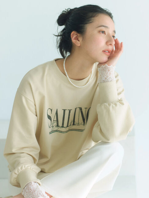 Samansa Mos2 blue「ミニ裏毛アソートプリントプルオーバー」|Tシャツ・カットソー|イエロー