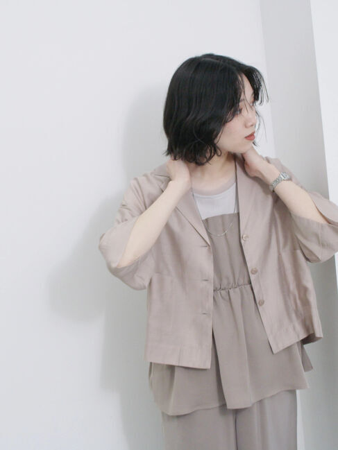 Samansa Mos2 blue「シアー開襟シャツ」|シャツ・ブラウス|