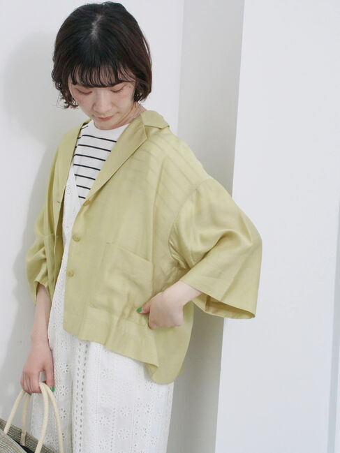 Samansa Mos2 blue「シアー開襟シャツ」|シャツ・ブラウス|