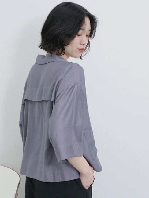 Samansa Mos2 blue「シアー開襟シャツ」|シャツ・ブラウス|