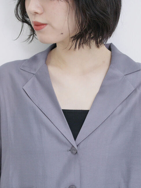 Samansa Mos2 blue「シアー開襟シャツ」|シャツ・ブラウス|