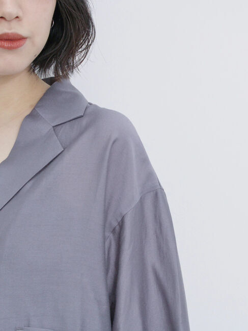 Samansa Mos2 blue「シアー開襟シャツ」|シャツ・ブラウス|