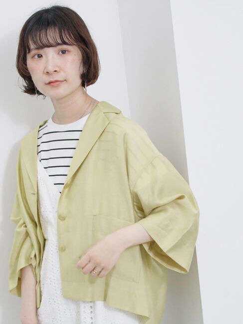 Samansa Mos2 blue「シアー開襟シャツ」|シャツ・ブラウス|