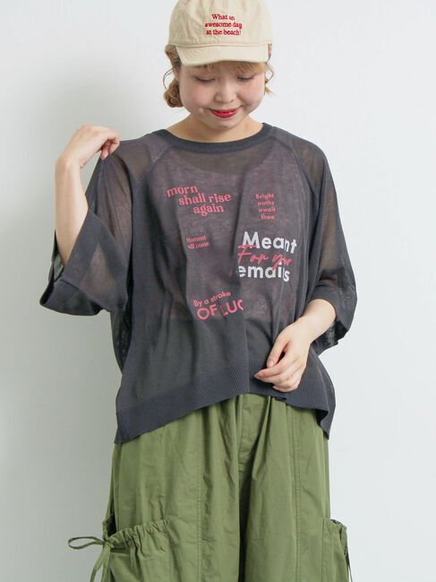 SM2「[接触冷感]プリントアソートシアーニット」|ニット・セーター|チャコールグレー