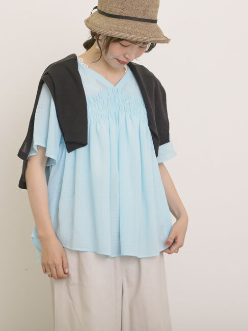 Samansa Mos2「◎2WAYシャーリングチュニック」|シャツ・ブラウス|