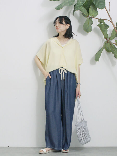 Samansa Mos2 blue「【接触冷感】ポンチョブラウス」|シャツ・ブラウス|