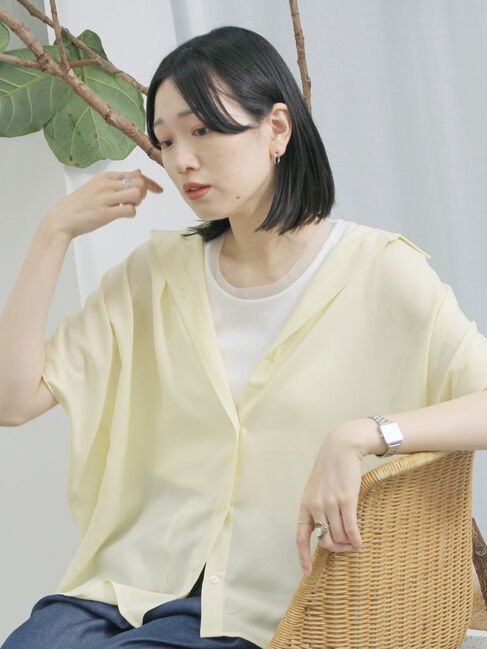 Samansa Mos2 blue「【接触冷感】ポンチョブラウス」|シャツ・ブラウス|