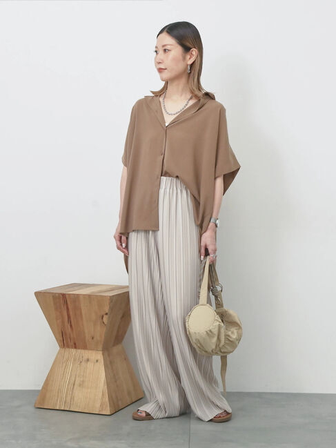 Samansa Mos2 blue「【接触冷感】ポンチョブラウス」|シャツ・ブラウス|