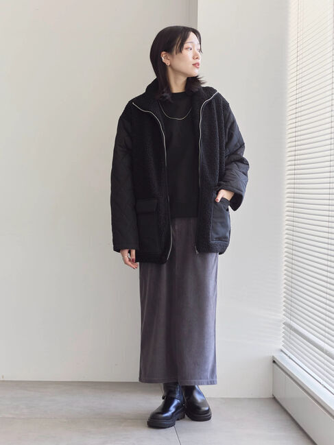 Samansa Mos2 blue「スタンドボアキルトジャケット」|その他|