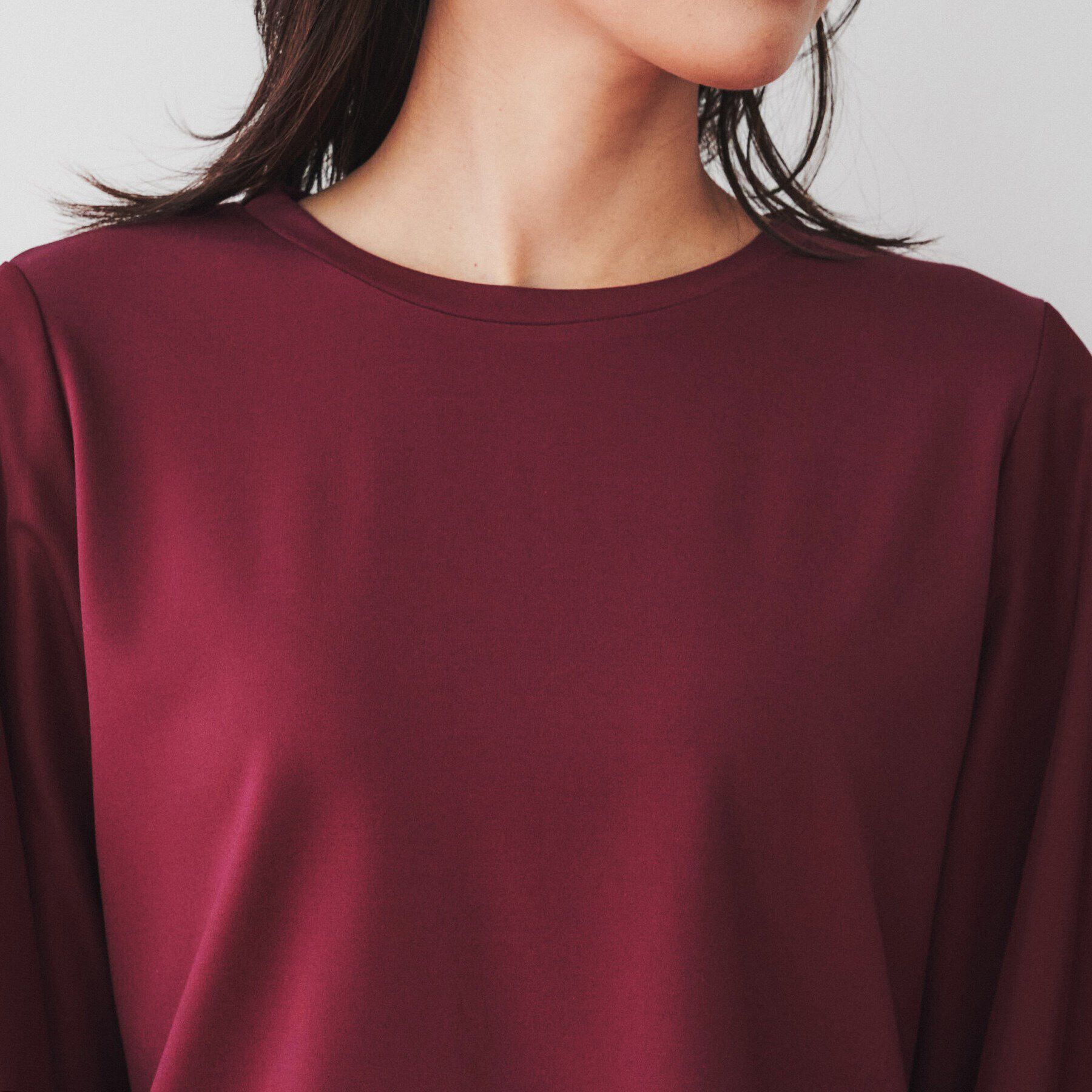 UNTITLED「【洗える/すっきり丈/きれいめ】ストレッチポンチ袖チュールカットソー」|Tシャツ・カットソー|