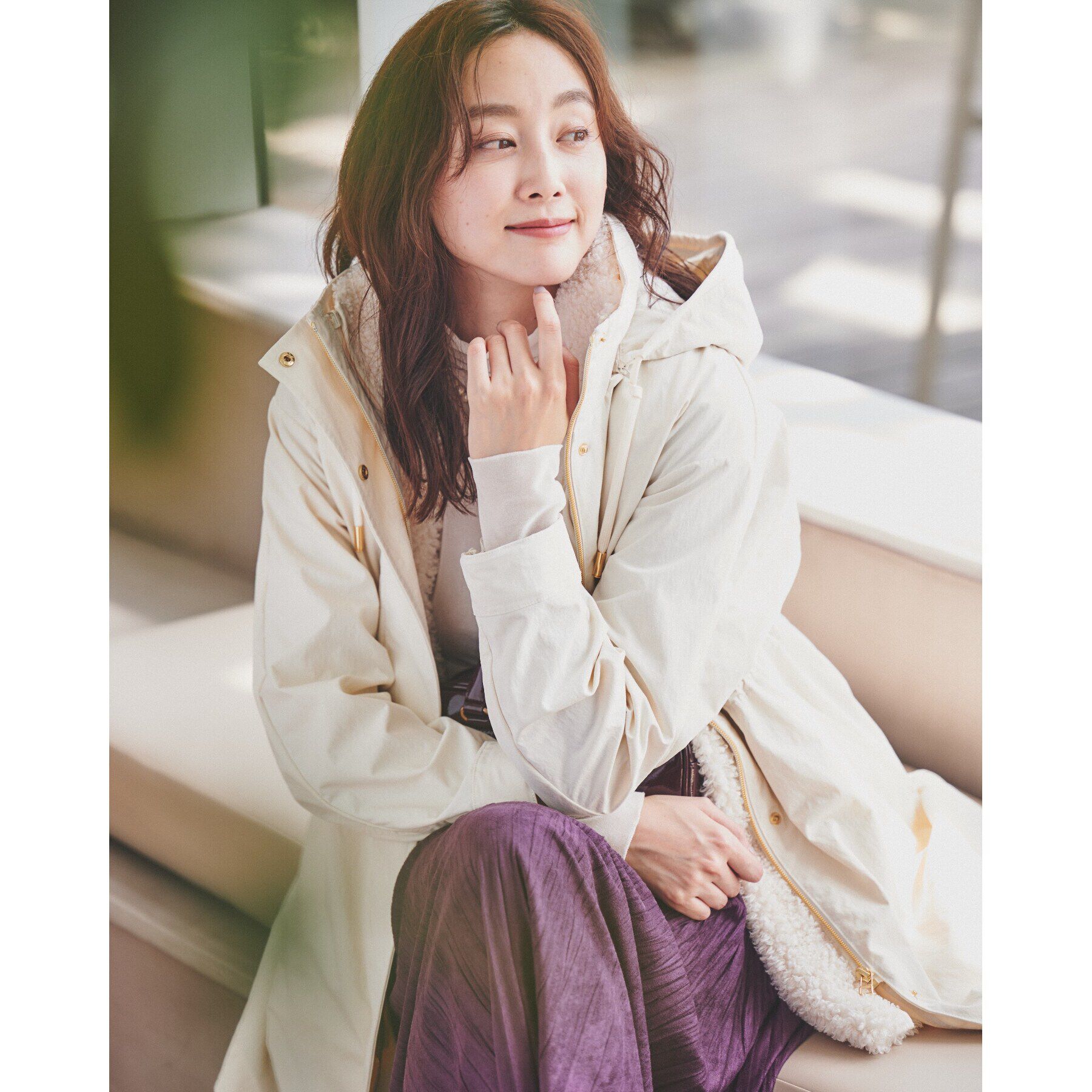 UNTITLED「【フード取り外し可/ロング丈】ボアライナー付きコート」|ミリタリー・モッズコート|